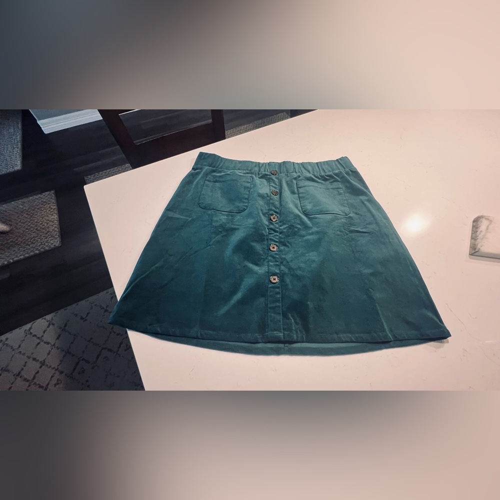 Torrid Mini Corduroy Button-Front Skirt Green size 2 - Picture 2 of 10